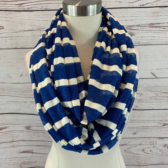 Accessories - Blue and white stripe infinity scarf knit